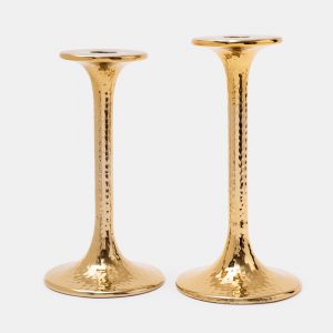 Metal gold candle holders set of two