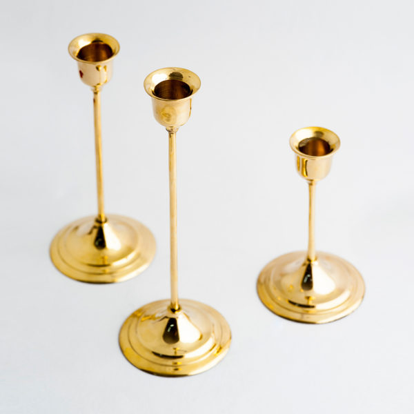 Brass candle holders set of three