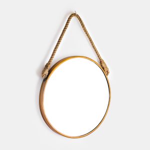 large round mirror with rope