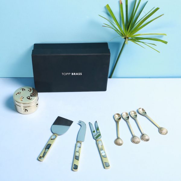 Brass cheese knives gift box