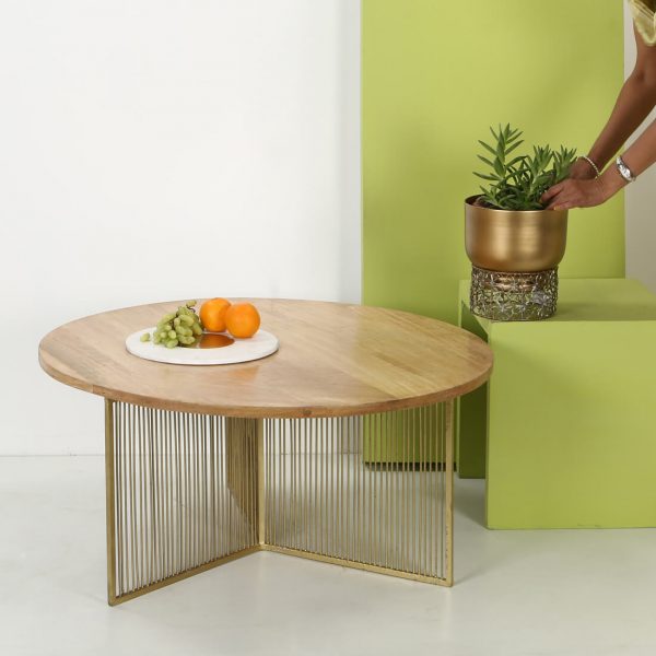 Top brass: Wooden Top Coffee table