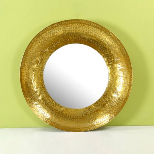 Top brass : Gold Round Mirror