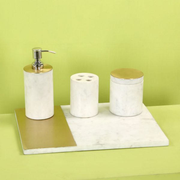 Brass & Marble Bathroom Tray : Topp Brass