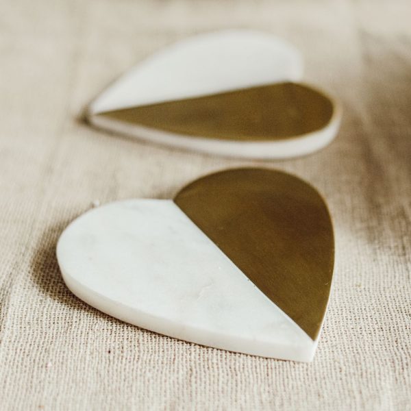 Brass Marble heart shaped coaster :topbrass