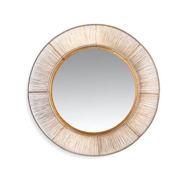 Brass round mirror for living room