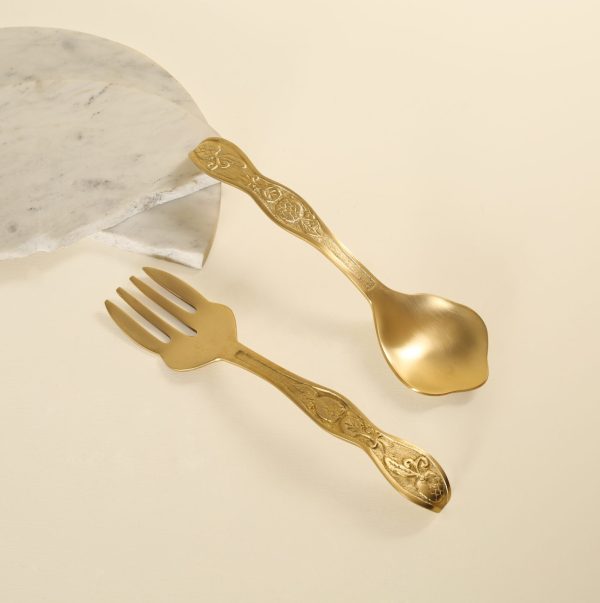 Brass serving spoon set