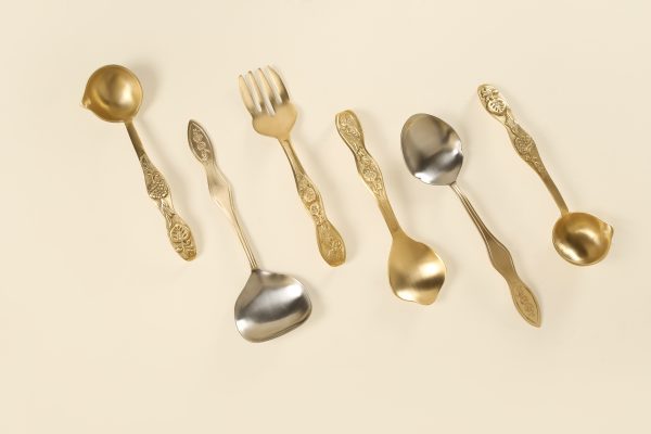 Brass serving spoons set