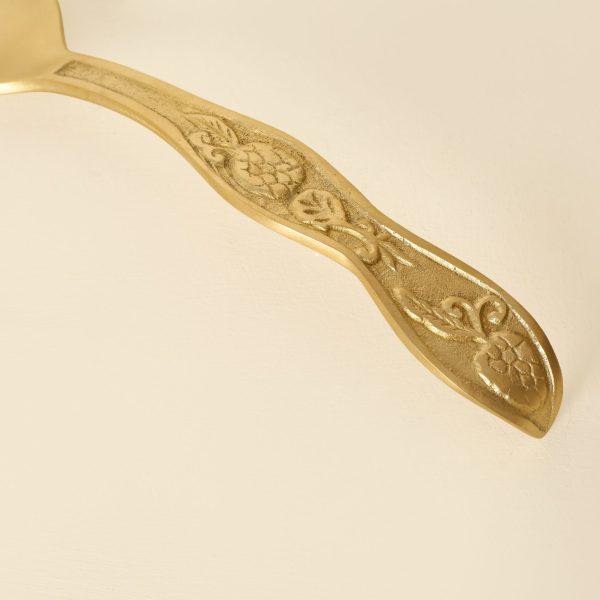 Brass serving spoon detail