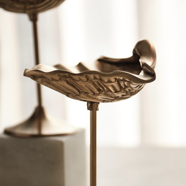 Brass coupe serving dish details