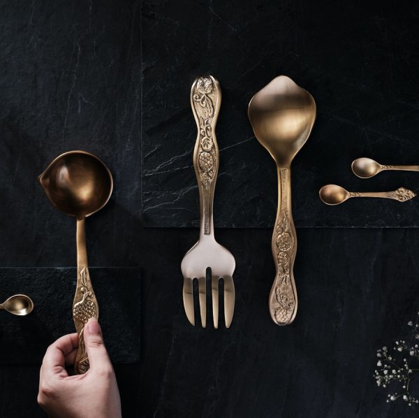 Brass serving spoon set